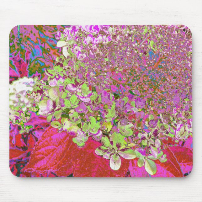 Elegant Chartreuse Green, Pink and Blue Hydrangea Mouse Pad (Front)