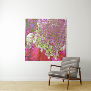 Elegant Chartreuse Green, Pink and Blue Hydrangea Tapestry
