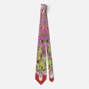 Elegant Chartreuse Green, Pink and Blue Hydrangea Tie