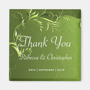 Elegant Chartreuse Green Wedding Thank You Magnet