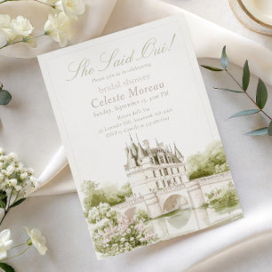 Elegant Chateau French Romance Bridal Shower Invitation