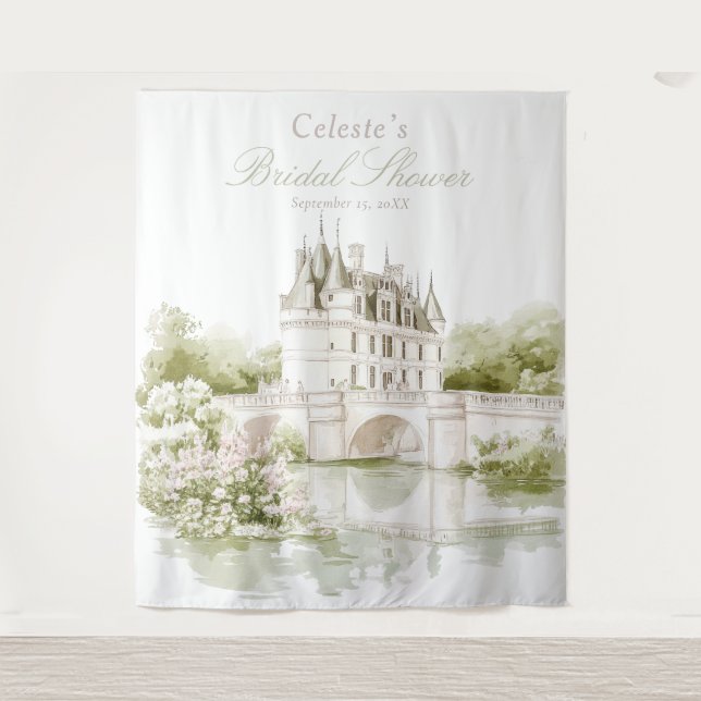 Elegant Chateau French Romance Bridal Shower  Tapestry (Front)