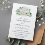 Elegant Chateau | Watercolor Manor Wedding Invitation<br><div class="desc">Featuring watercolor illustrations of a manor, and greenery landscape with elegant typefaces. This vintage-inspired wedding invitation is perfect for spring, autumn and garden weddings. Add your custom wording to this design by using the "Edit this design template" boxes on the right-hand side of the item, or click the blue "Customise...</div>