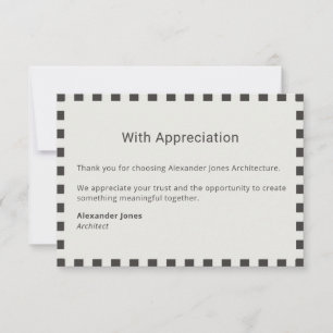 Elegant Check Border Minimalist Professional Thank You Card