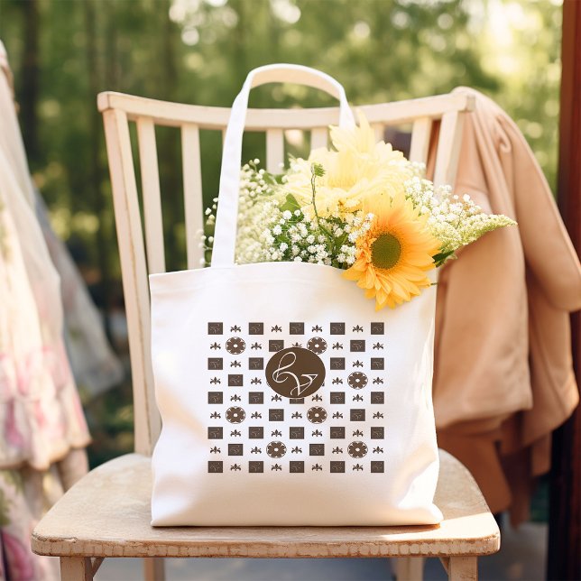 Elegant Checkered Pattern Large Tote Bag (Creator Uploaded)