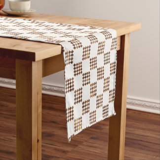 Elegant Checkered Pattern Table Runner in Brown an