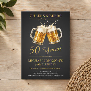 Elegant Cheers and Beers 50th Birthday Party Invitation