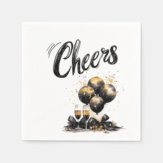 Elegant "Cheers" Celebration Napkins  (Front)