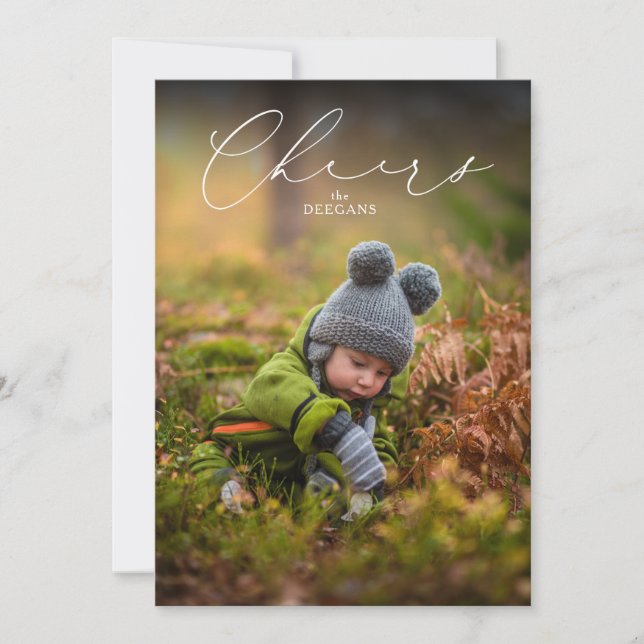 Elegant Cheers Flat New Years Card (Front)