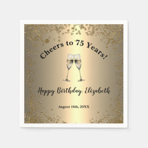 Elegant Cheers Gold 75th Birthday Napkins