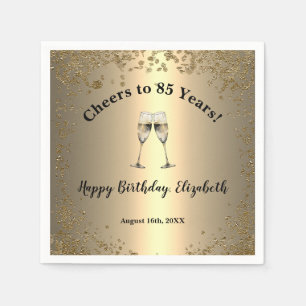 Elegant Cheers Gold 85th Birthday Napkins