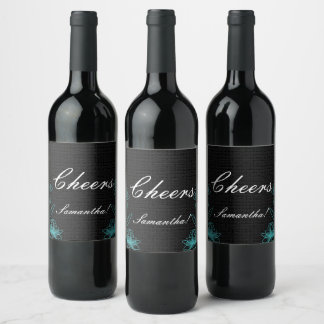 Elegant Cheers Name Black Wine Label