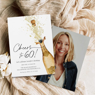 Elegant Cheers to 60 Birthday Photo Invitation