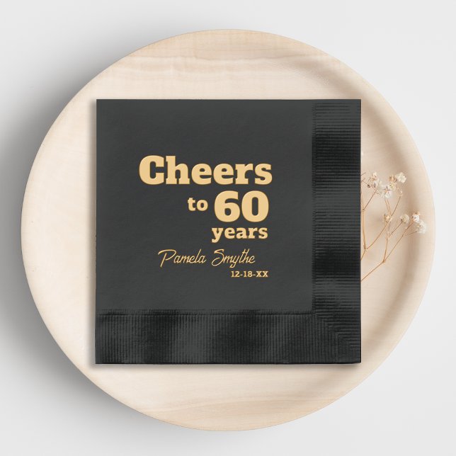 Elegant Cheers to 60 Years 60th Birthday Foil Napkins (Creator Uploaded)