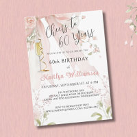 Elegant Cheers to 60 Years Pink Bow Floral
