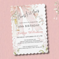 Elegant Cheers to 60 Years Pink Bow Floral