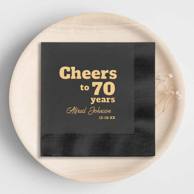 Elegant Cheers to 70 Years 70th Birthday Foil Napkins (Creator Uploaded)
