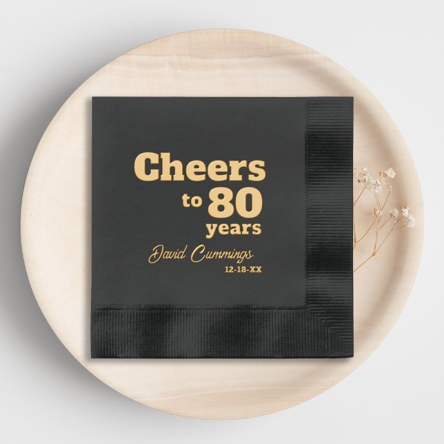 Elegant Cheers to 80 Years 80th Birthday  Foil Napkins (Creator Uploaded)