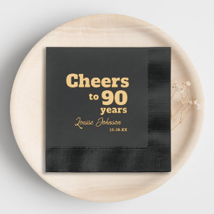 Elegant Cheers to 90 Years 90th Birthday Party  Foil Napkins