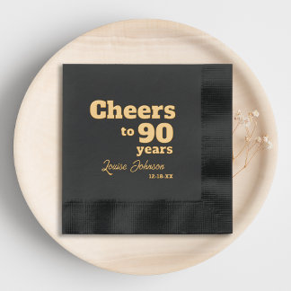Elegant Cheers to 90 Years 90th Birthday Party Foil Napkins