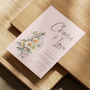 Elegant Cheers to Love Hand Lettered Bridal Shower Invitation