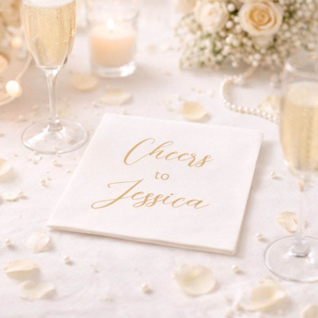 Elegant Cheers to Script Birthday Party  Napkin (Creator Uploaded)