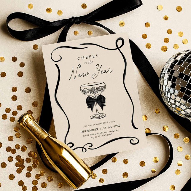 Elegant Cheers to the New Year Invitation (Ring in the new year invitation )