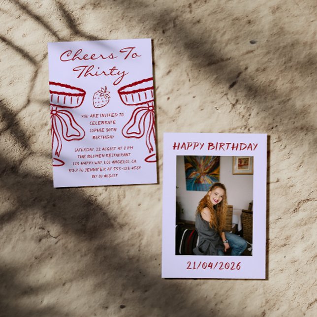 Elegant Cheers to Thirty Cocktail 30th Birthday Invitation (Creator Uploaded)