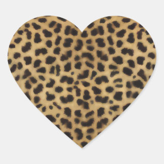 Elegant Cheetah Fur Pattern Heart Sticker
