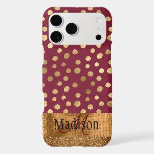 Elegant Cheetah Gold Burgundy Monogram Metallic