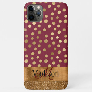 Elegant Cheetah Gold Burgundy Monogram Metallic Case-Mate iPhone Case