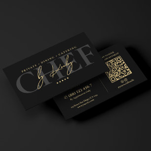 Elegant Chef Caterer Culinary Professional Black Business Card
