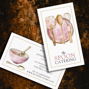 Elegant Chef Catering Whisk Spoon Spatula Business Card