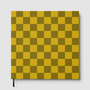 Elegant Chequered Pattern in Dark and Light Brown Guest Book