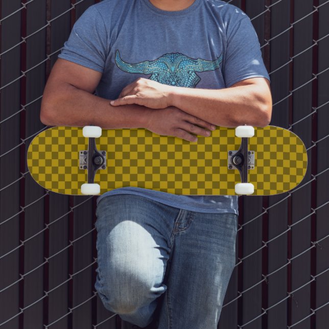 Elegant Chequered Pattern in Dark and Light Brown Skateboard (Outdoor 3)