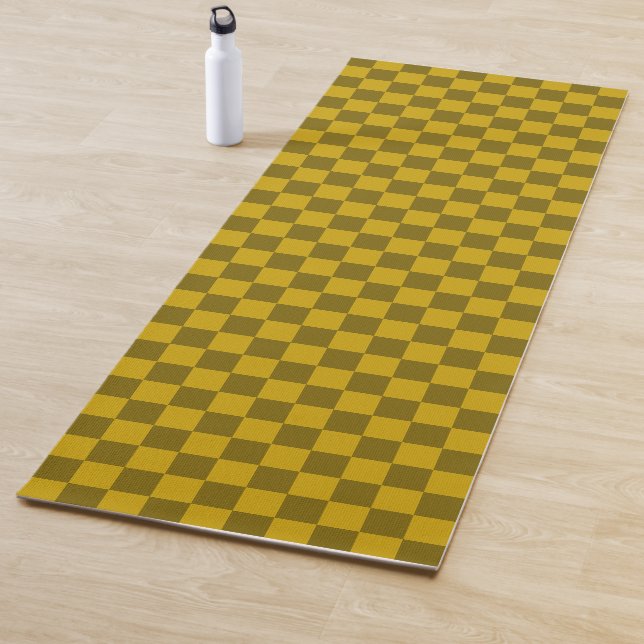 Elegant Chequered Pattern in Dark and Light Brown Yoga Mat (In Situ)