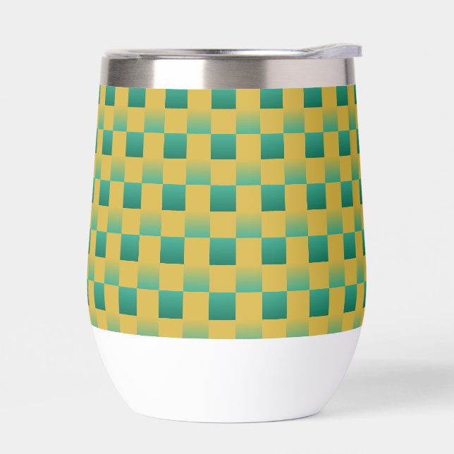 Elegant chequered pattern in green and gold  (Left)