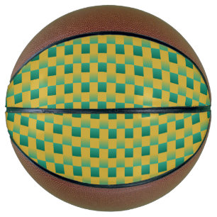 Elegant chequered pattern in green and gold basketball