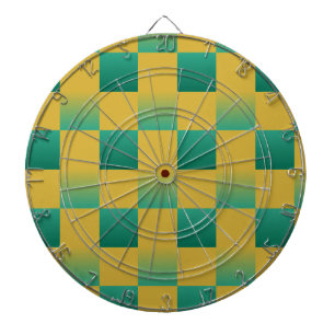 Elegant chequered pattern in green and gold  dartboard