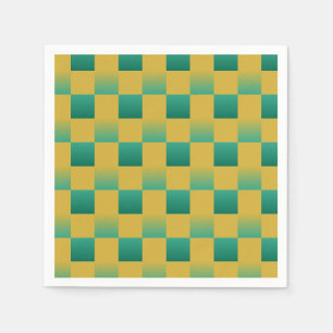 Elegant chequered pattern in green and gold  napkin