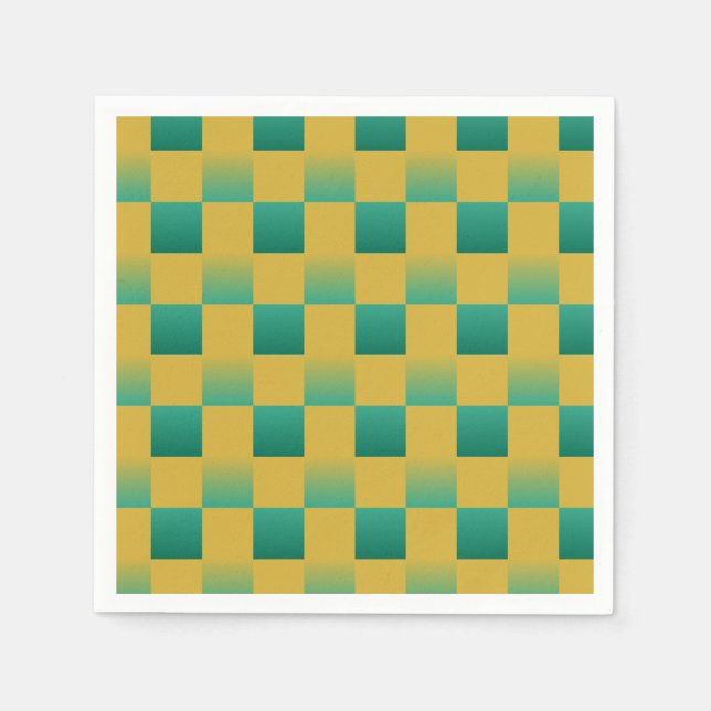 Elegant chequered pattern in green and gold  napkin (Front)