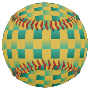 Elegant chequered pattern in green and gold softball