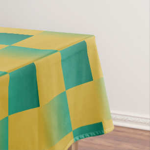 Elegant chequered pattern in green and gold  tablecloth