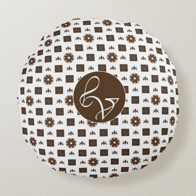 Elegant Chequered Pattern Round Cushion (Front)