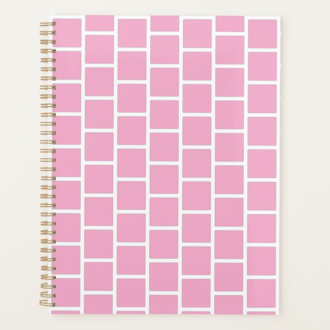  elegant chequered pink undated monthly weekly planner (Front)