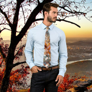 Elegant Chequered Stone Texture Tie