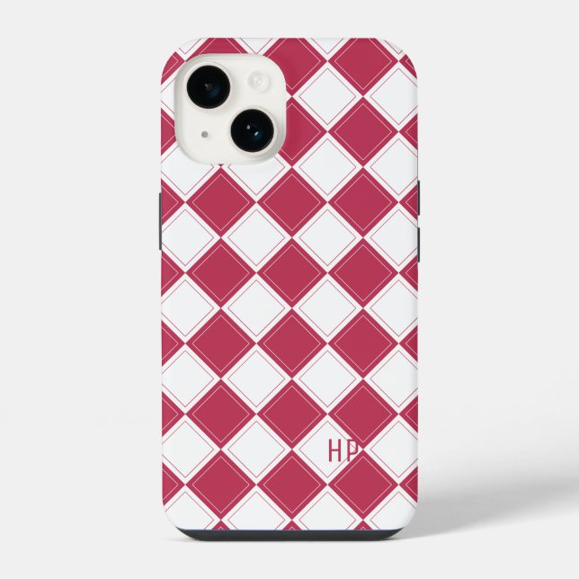 Elegant chequered tiles pattern [custom colour] iPhone case (Back)