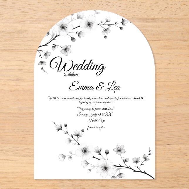 Elegant Cherry Blossom Arch Wedding Invitation (Front)