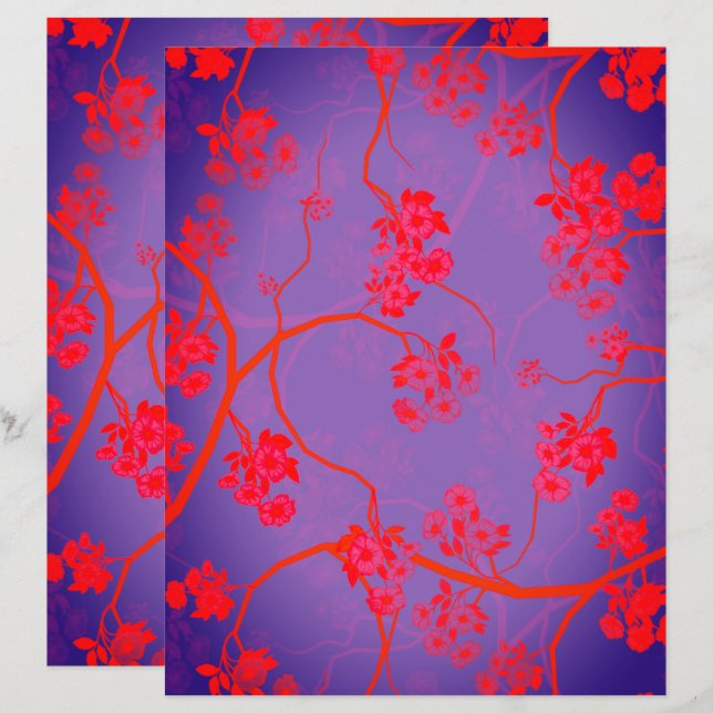 Elegant Cherry Blossom Art Scrap-booking Paper (Front/Back)