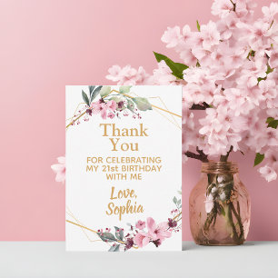 Elegant Cherry Blossom Birthday Thank You Cards